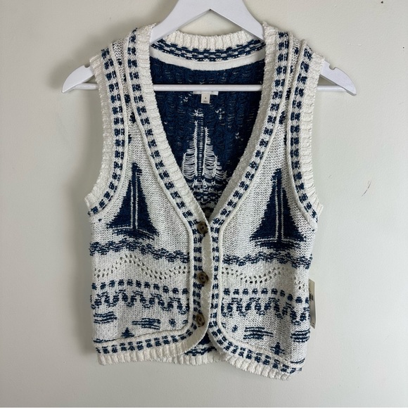 NWT Pilcro Sweater Vest Sailboats - Picture 2 of 9